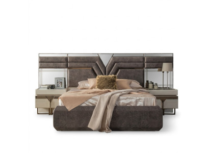 Juego de dormitorio cama doble cama mesitas de noche set de 3 piezas gris moderno.