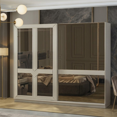 Armario de madera armario de dormitorio armario espejo blanco