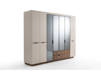 Armario de madera de color beige Armario de dormitorio Armario moderno