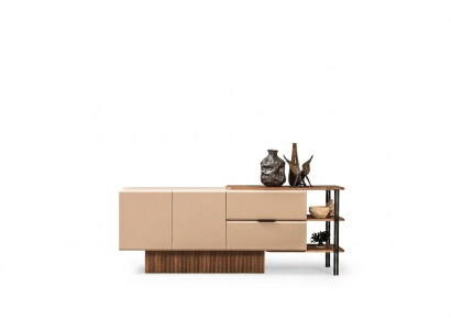 Aparador Vitrina de madera Cómoda Armario de madera Beige Moderno