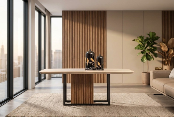 Mesa de comedor Mesa de comedor Mesa de comedor Madera Marrón Moderna Mesa de comedor de madera