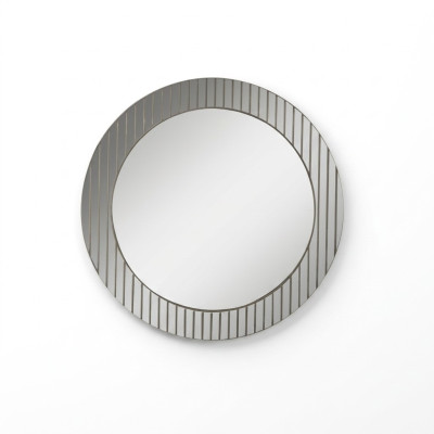 Espejo redondo gris, espejo de diseño para pasillos, espejo decorativo moderno, muebles de lujo.