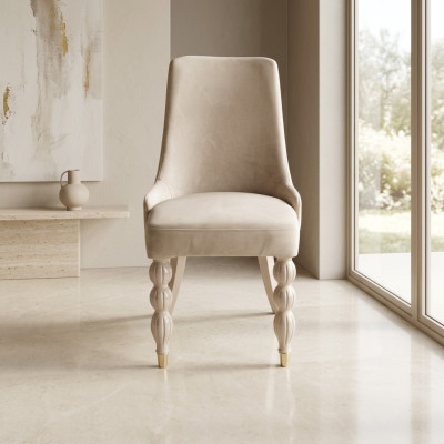 Sillas de comedor modernas Diseñador de sillas de cocina x6 Sillas tapizadas beige