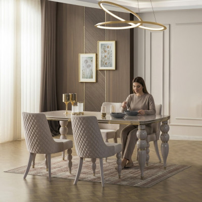 Mesa de comedor beige lujosa mesa de madera Muebles de comedor de diseñador Nuevo