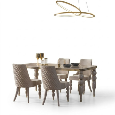 Mesa de comedor beige lujosa mesa de madera Muebles de comedor de diseñador Nuevo
