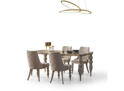 Mesa de comedor beige lujosa mesa de madera Muebles de comedor de diseñador Nuevo