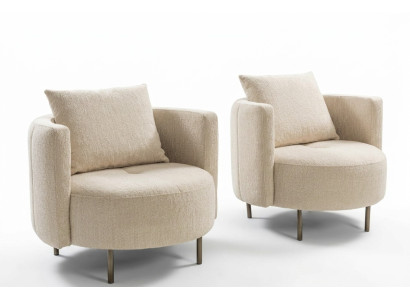 Textil Sillón de tela beige, diseño de sillón de club, sillón de cóctel, muebles tapizados.