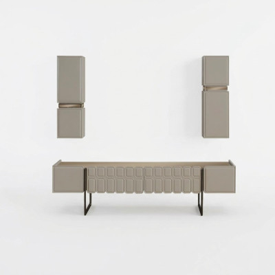 Moderno salón muebles de madera diseñador mueble de TV x2 estantes de pared juego de 3 piezas.