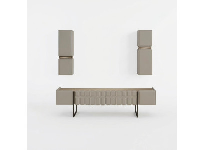 Moderno salón muebles de madera diseñador mueble de TV x2 estantes de pared juego de 3 piezas.