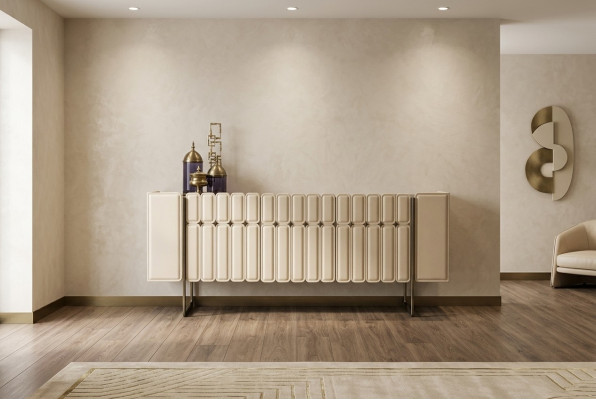 Mueble de madera beige aparador de diseñador cómoda consola armario de madera muebles de lujo.