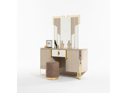 Espejo de tocador Mesa de maquillaje Consola de maquillaje Mesa de consola Beige