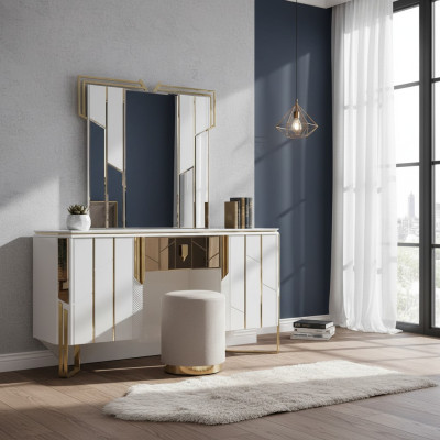 Blanco tocador espejo mesa de tocador consola de maquillaje mesa consola.