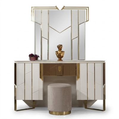 Blanco tocador espejo mesa de tocador consola de maquillaje mesa consola.