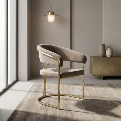 Sillas de comedor completas Sillas de cocina 6 piezas Beige Lujo Oro