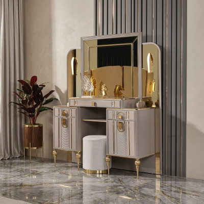 Juego de tocador, mesa de maquillaje, consola de maquillaje, mesa consola beige