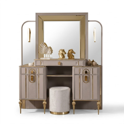 Juego de tocador, mesa de maquillaje, consola de maquillaje, mesa consola beige