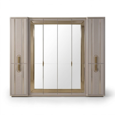 Armario de madera de lujo con espejo color beige