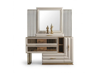Tocador Mesa de tocador Consola de maquillaje Mesa consola Beige Niña
