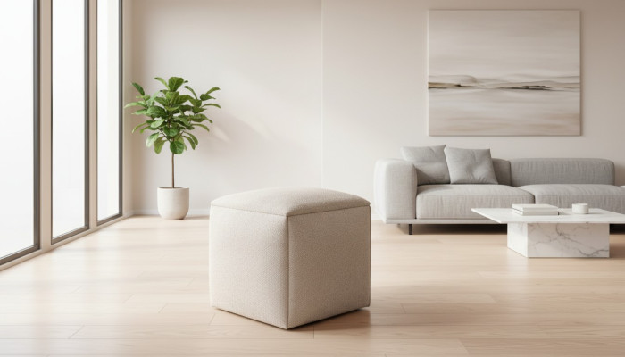 Taburete Reposapiés Taburete tapizado Taburete de tela Beige Taburete de maquillaje Moderno
