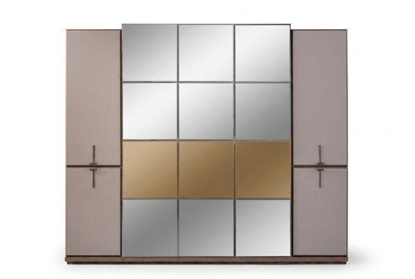 Armario de ropa Armario de vestíbulo Diseño Armario de madera con espejo Gris