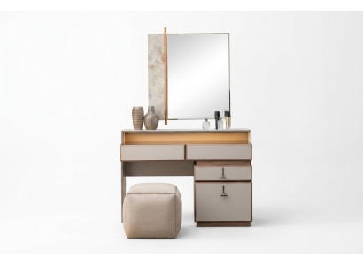 Conjunto de tocador con espejo de mesa de maquillaje gris 3 piezas.