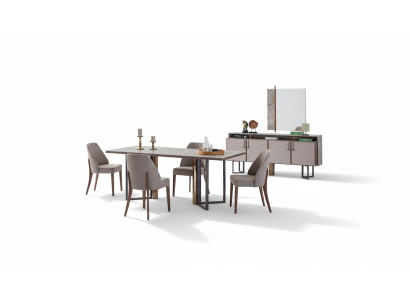 Grupo de comedor Rincón de comer Mesa de comedor Sillas Madera Gris Comedor 9 piezas Aparador