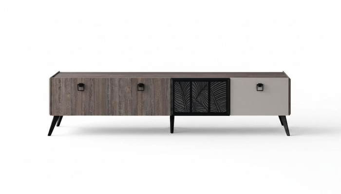 Aparador Sala de Estar Soporte de TV RTV Mueble Bajo Gris de Madera Cómoda