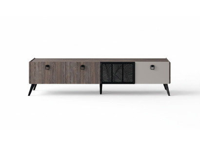 Aparador Sala de Estar Soporte de TV RTV Mueble Bajo Gris de Madera Cómoda
