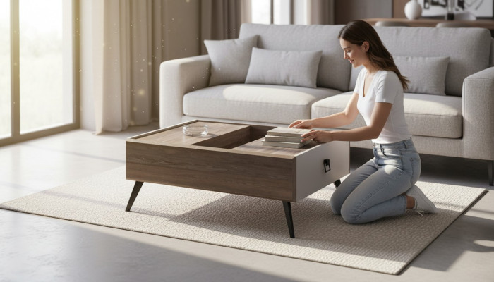 Mesa de centro Mesa auxiliar de madera Gris Sala de estar