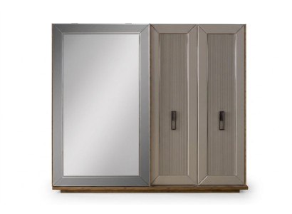 Armario ropero con espejo, armario de madera, color beige.