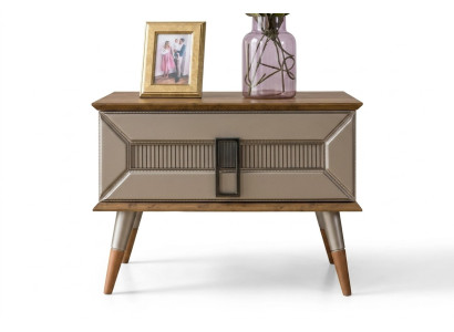 Mesa de noche completa, mesita de noche, cómoda de noche de madera de 2 piezas en gris.