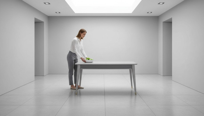 Mesa de comedor gris muebles de comedor de diseñador Mesa de madera extensible Nueva