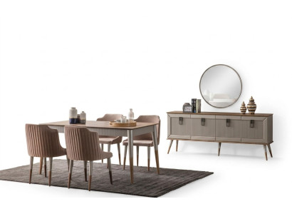 Conjunto de comedor brillante Mesa de comedor robusta Aparador de lujo de 9 piezas