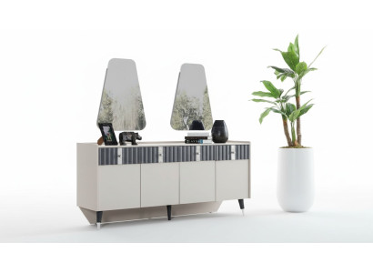 Conjunto completo de diseñador de aparador beige con 2 espejos - conjunto de 3 piezas.