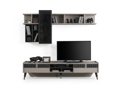 Conjunto de sala de estar Diseñador soporte RTV lujo estantes de madera mesa de centro 3 piezas