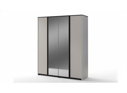 Armario gris para dormitorio, armario de espejo de diseñador de madera.