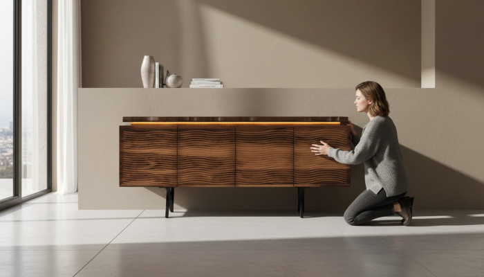 Diseñador de cómoda de madera marrón Lujo Aparador de comedor Armario de madera