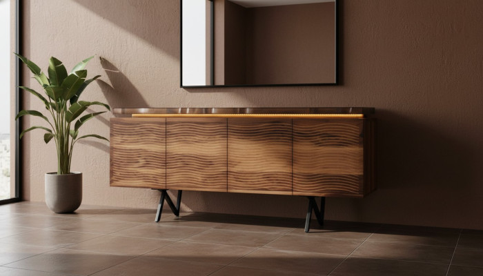 Diseñador de cómoda de madera marrón Lujo Aparador de comedor Armario de madera