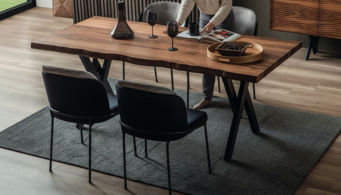 Mesa de comedor de madera marrón Robustas mesas de comedor Mesas de madera Muebles de lujo.