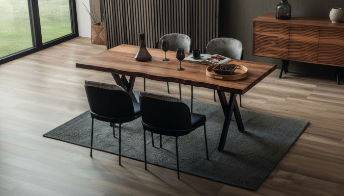 Mesa de comedor de madera marrón Robustas mesas de comedor Mesas de madera Muebles de lujo.