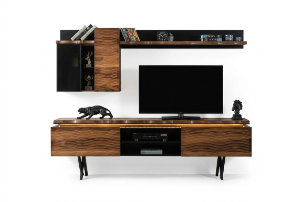 Mueble de salón de lujo, armario de pared, soporte de TV, mesa de centro de 3 piezas.
