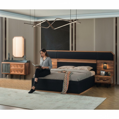 Muebles de dormitorio únicos Marco de cama de lujo Mesitas de noche Consola