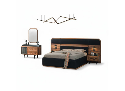 Muebles de dormitorio únicos Marco de cama de lujo Mesitas de noche Consola