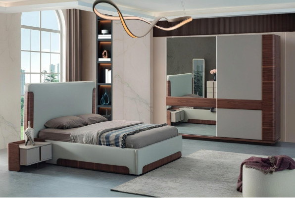 Gracioso dormitorio muebles cama de lujo armario de diseñador