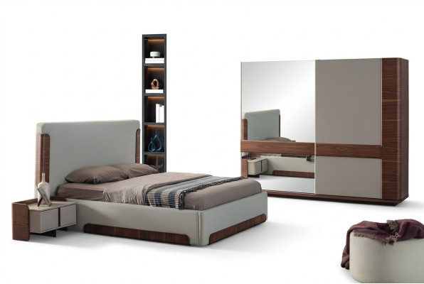 Gracioso dormitorio muebles cama de lujo armario de diseñador
