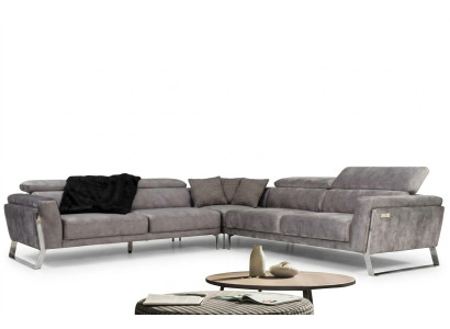 Sofá esquinero de sala de estar gris en forma de L grande Sofá de tela grande de lujo Muebles nuevos