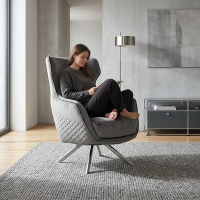 Innovador sillón gris lujoso sillón de club sillón reclinable de sala de estar