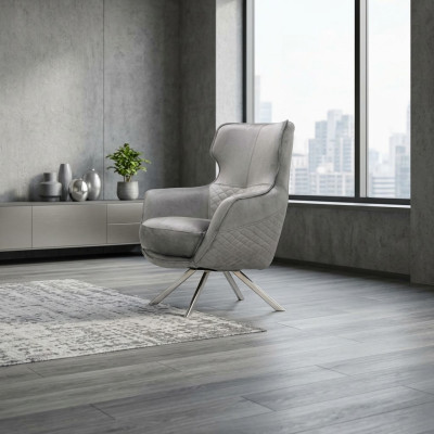 Innovador sillón gris lujoso sillón de club sillón reclinable de sala de estar