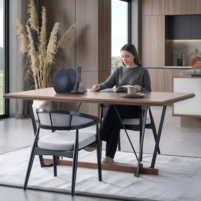 Mesa de comedor mesa de madera mesa de comedor tabla comedor marrón madera 180 cm.