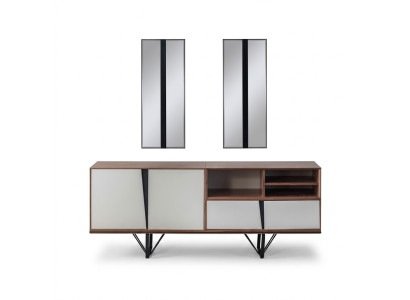 Armario aparador cómoda aparador beige de madera comedor.